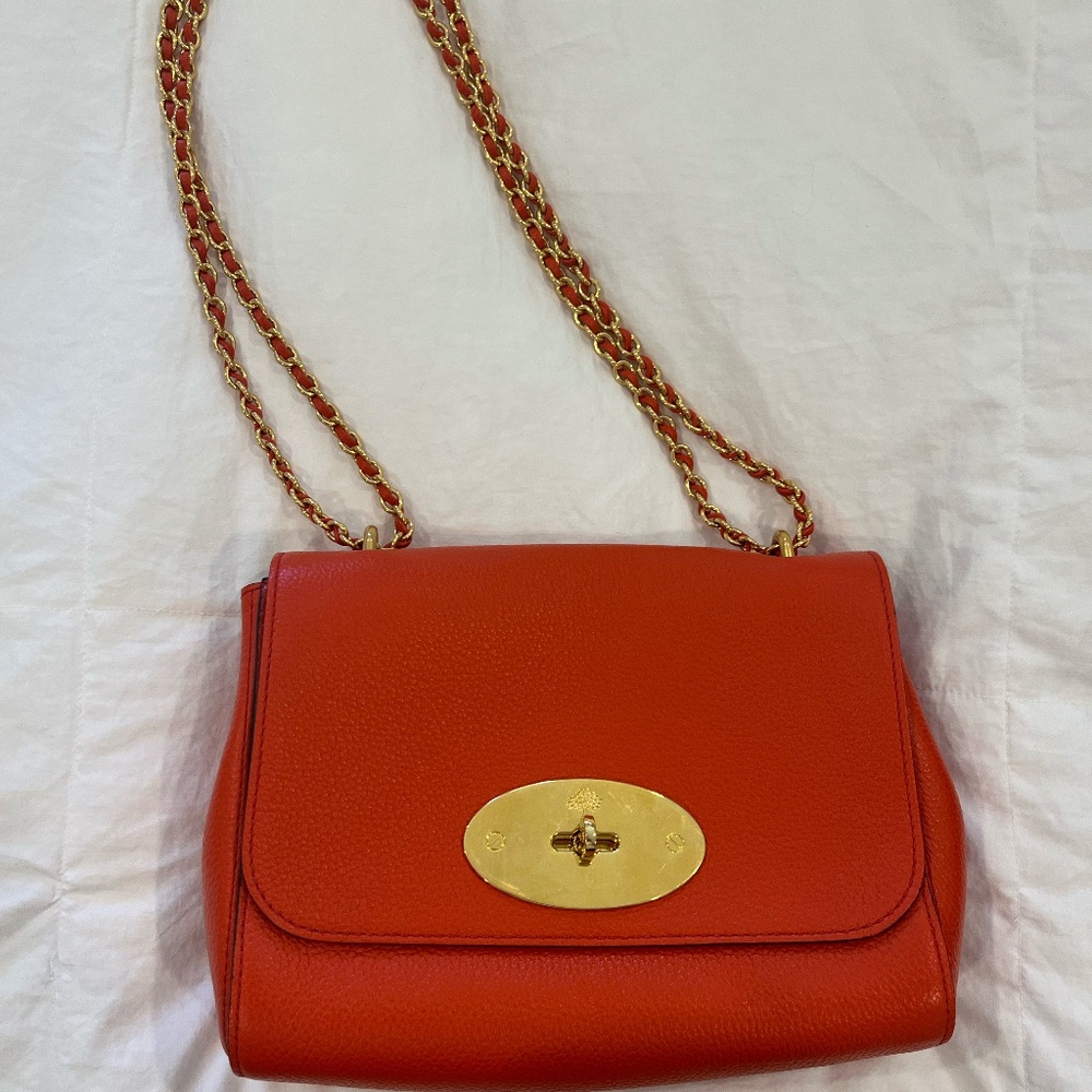 Coral Orange Small Classic Grain Mulberry Lily handbag